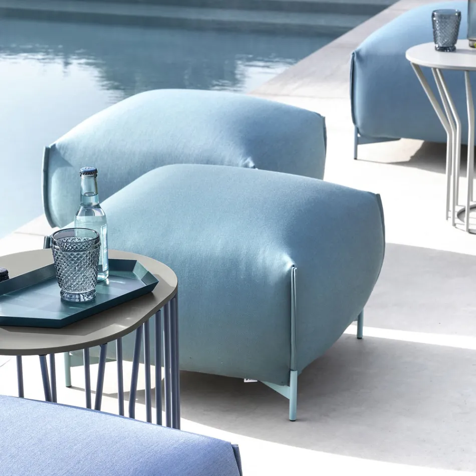 Trädgårdspuff i tyg med metallfötter Made in Italy - Smör Viadurini