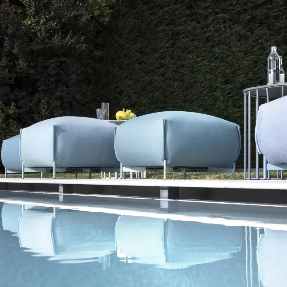 Trädgårdspuff i tyg med metallfötter Made in Italy - Smör Viadurini