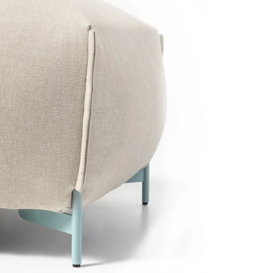 Trädgårdspuff i tyg med metallfötter Made in Italy - Smör Viadurini