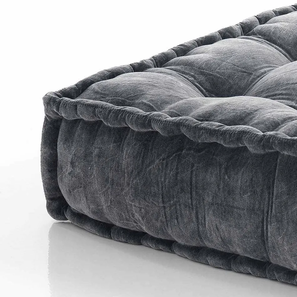 Etnisk fyrkantig pouf i lapptyg eller sammetsfiber Viadurini