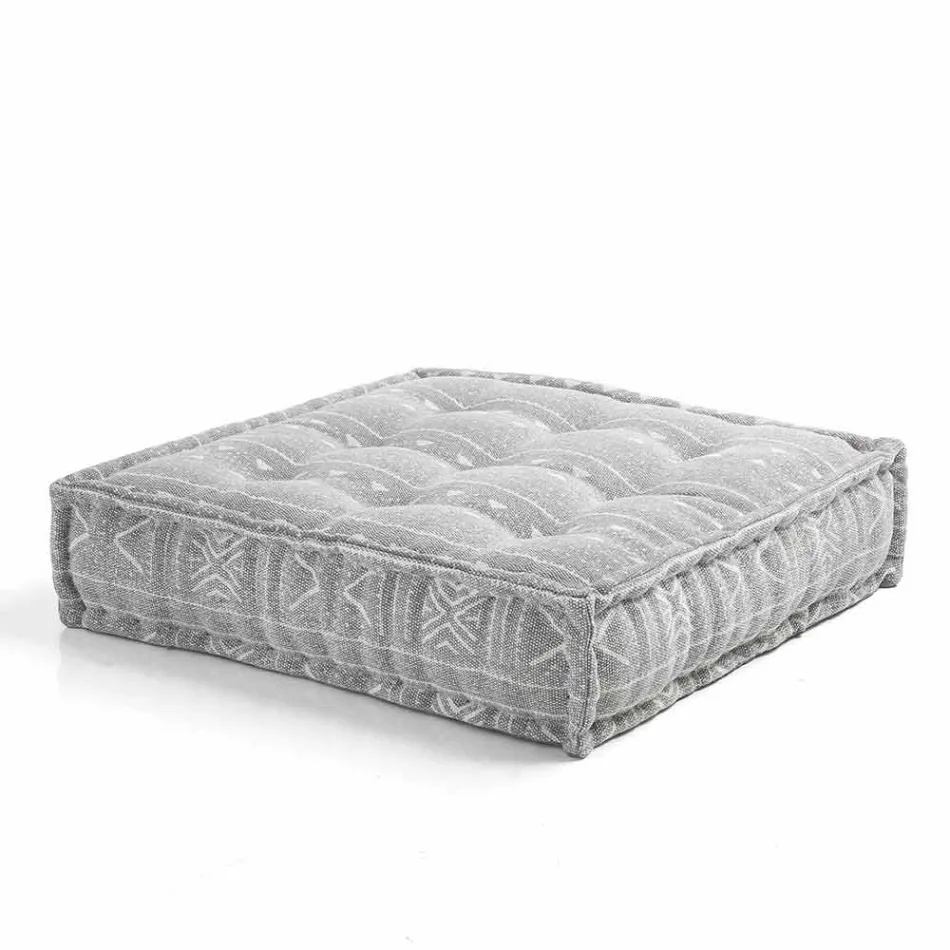 Etnisk fyrkantig pouf i lapptyg eller sammetsfiber Viadurini