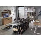 Etnisk fyrkantig pouf i lapptyg eller sammetsfiber Viadurini