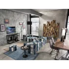 Etnisk fyrkantig pouf i lapptyg eller sammetsfiber Viadurini