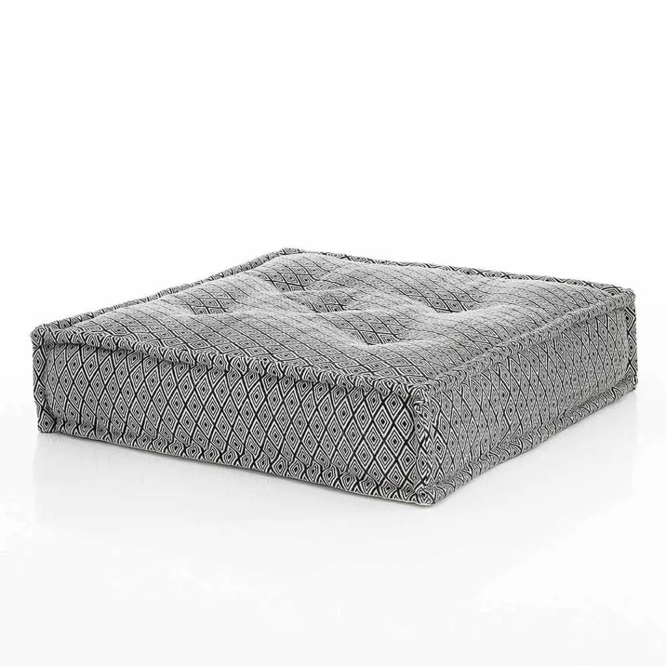 Etnisk fyrkantig pouf i lapptyg eller sammetsfiber Viadurini