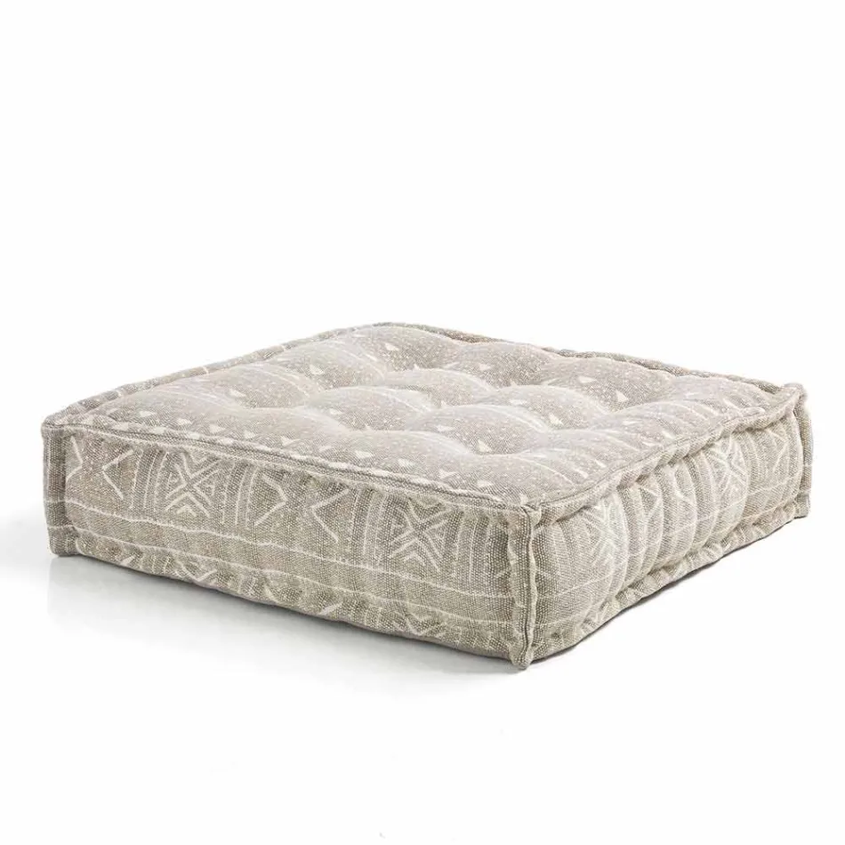 Etnisk fyrkantig pouf i lapptyg eller sammetsfiber Viadurini