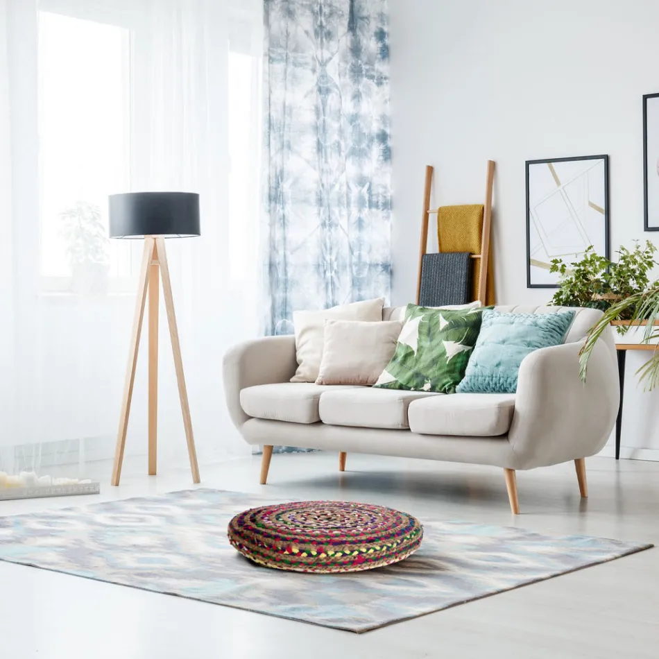 Puff i jute och polystyren i 2 olika storlekar - rost Viadurini