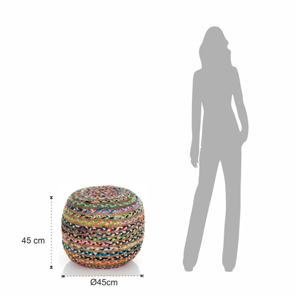 Puff i jute och polystyren i 2 olika storlekar - rost Viadurini