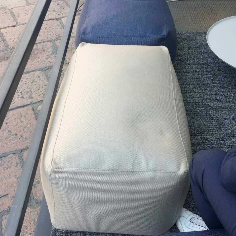 Mjuk rektangulär ottomansk puff för inomhus- och utomhusbruk i tyg - Naemi Viadurini