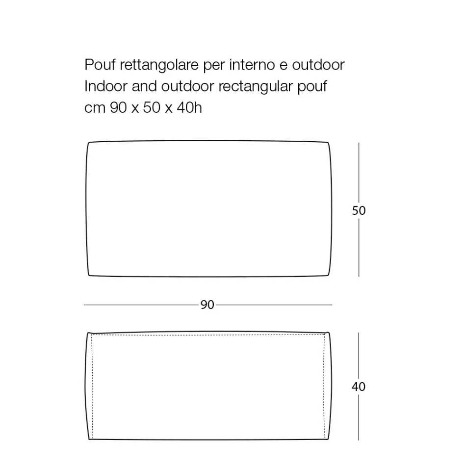 Mjuk rektangulär ottomansk puff för inomhus- och utomhusbruk i tyg - Naemi Viadurini