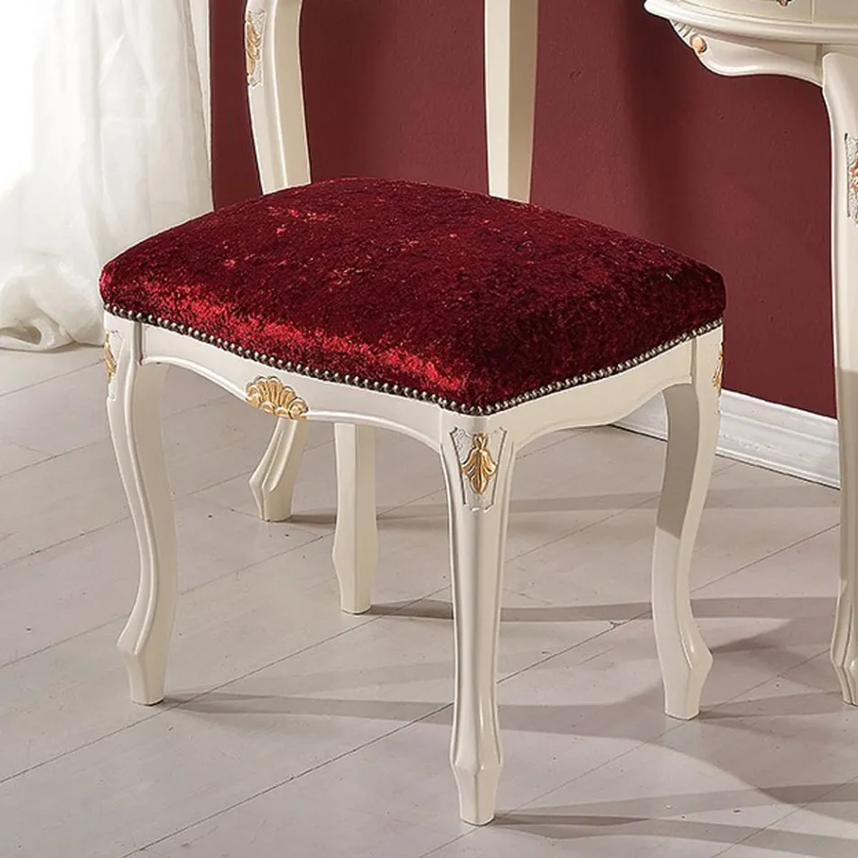 Puff i klassisk stil i valnötsträ och tyg tillverkad i Italien - Lyx Viadurini