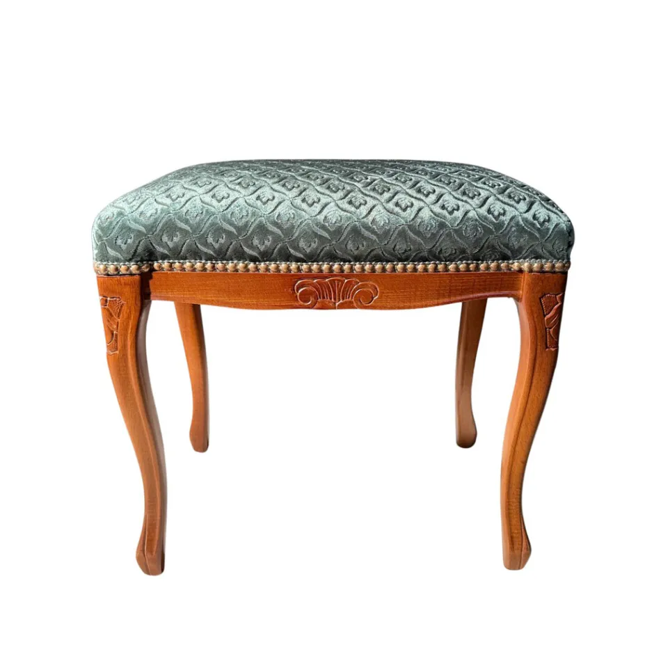 Puff i klassisk stil i valnötsträ och tyg tillverkad i Italien - Lyx Viadurini