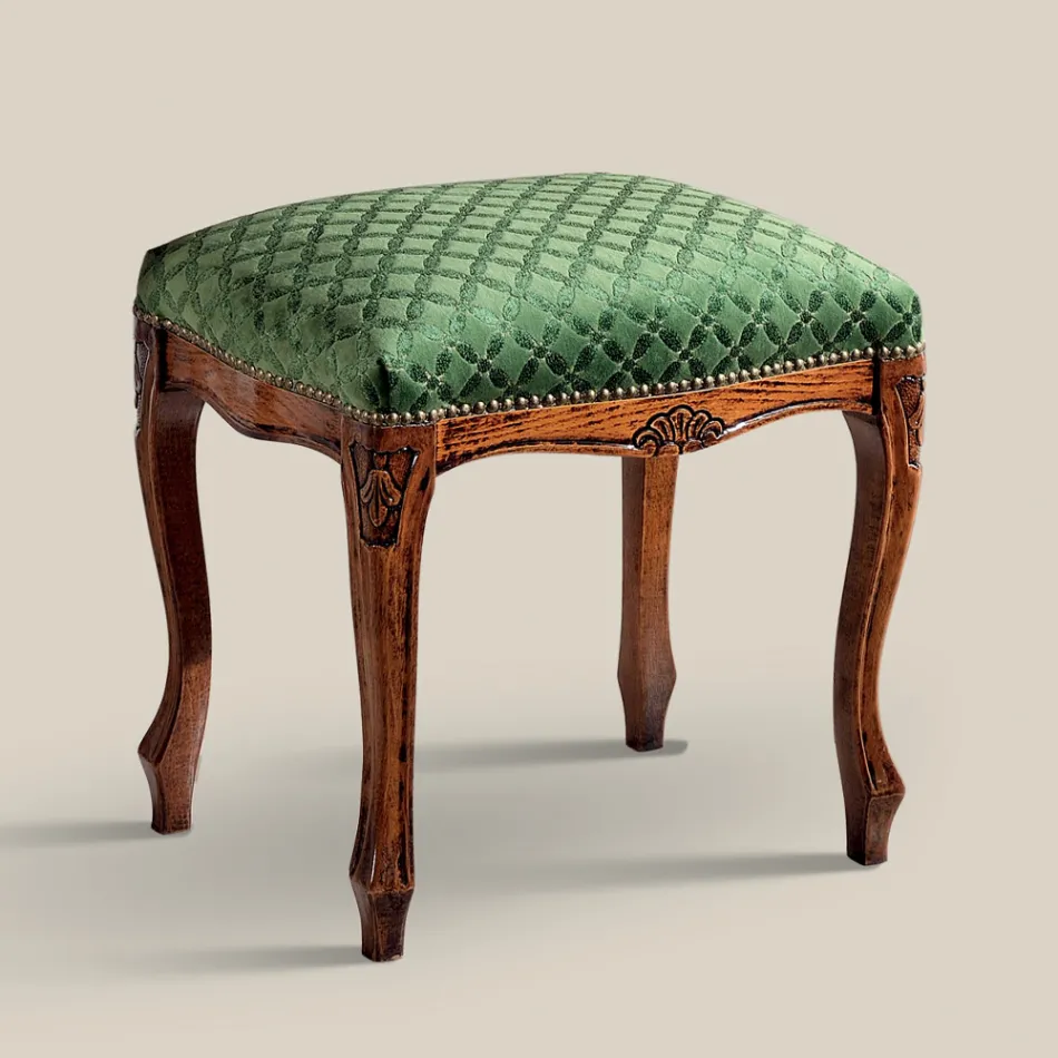 Puff i klassisk stil i valnötsträ och tyg tillverkad i Italien - Lyx Viadurini