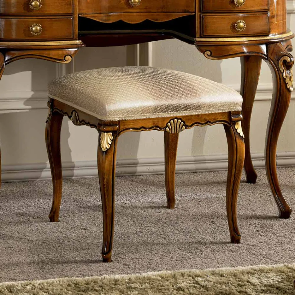 Puff i klassisk stil i trä täckt av tyg Made in Italy - Cambrige Viadurini