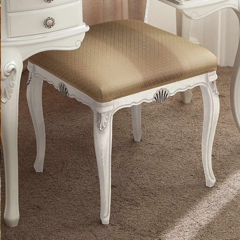 Puff i klassisk stil i trä täckt av tyg tillverkad i Italien - Cambrige Viadurini