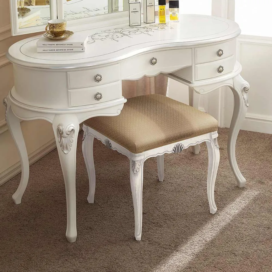 Puff i klassisk stil i trä täckt av tyg Made in Italy - Cambrige Viadurini