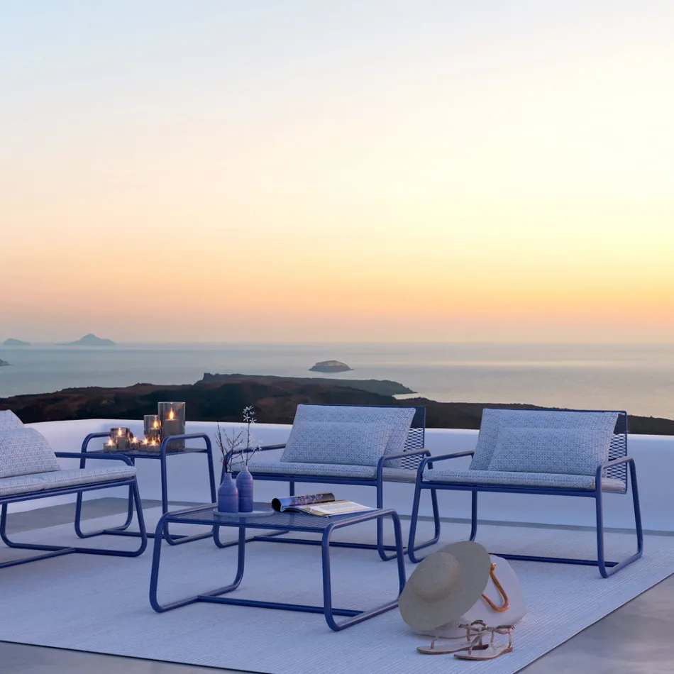 Puff Soffbord för trädgårdsdesign i färgad metall Tillverkat i Italien - Karol Viadurini