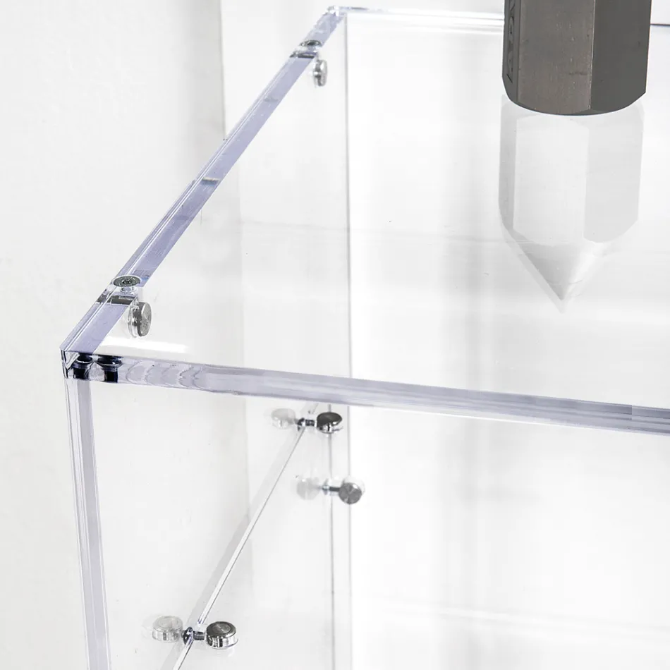 Praktiskt fristående skrivbord i transparent plexiglas tillverkat i Italien - Ghea Viadurini
