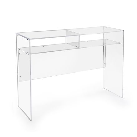 Praktiskt fristående skrivbord i transparent plexiglas tillverkat i Italien - Ghea Viadurini