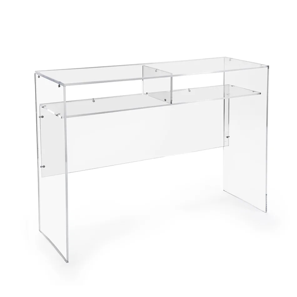 Praktiskt fristående skrivbord i transparent plexiglas tillverkat i Italien - Ghea Viadurini