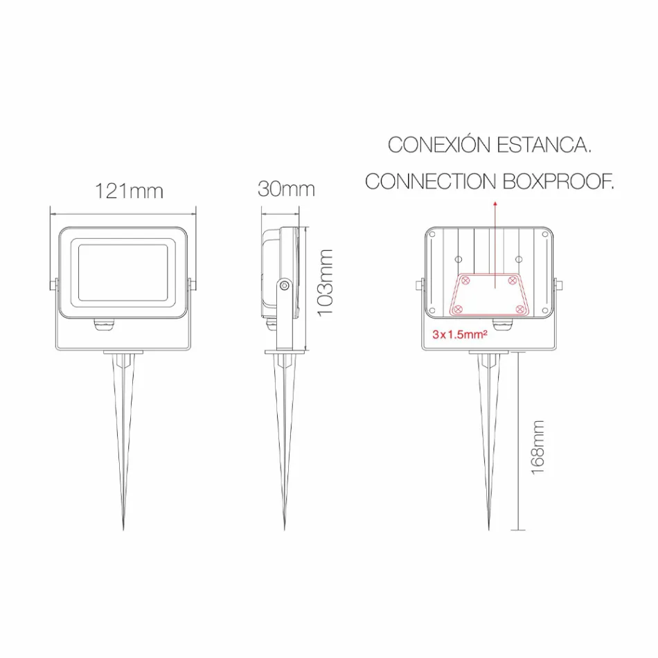 4 delar Corten Aluminium Utomhus Led Spotlight Projektor - Ljusblå Viadurini