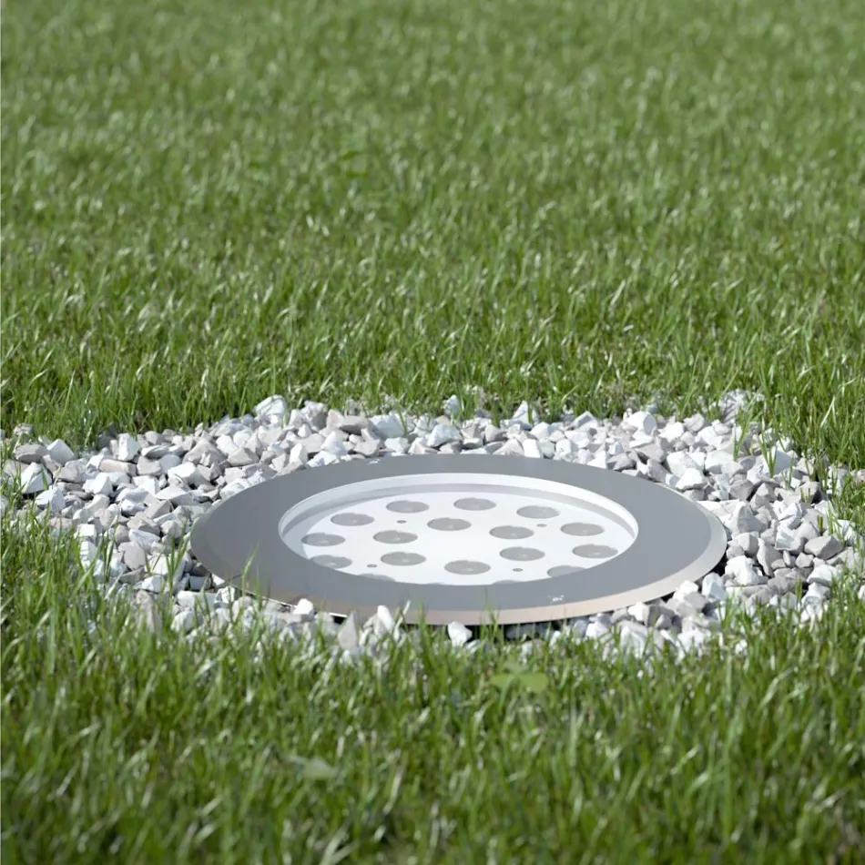 Rund spotlight med LED utomhus i rostfritt stål - Dakota Viadurini