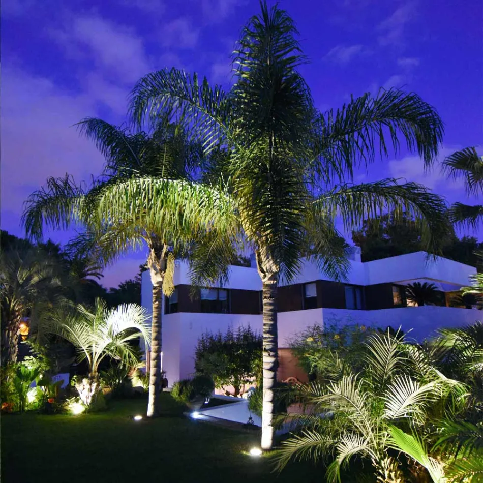 Rund spotlight med LED utomhus i rostfritt stål - Dakota Viadurini