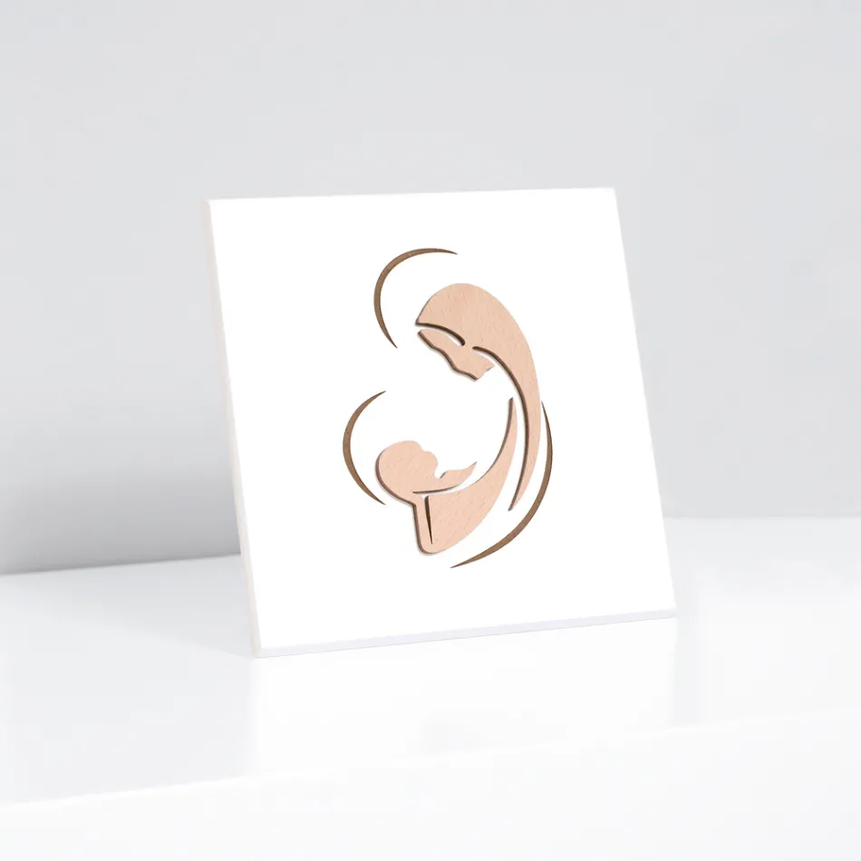 Lasergraverad bild av Maria och Jesusbarnet gjord i Italien - Nigella Viadurini