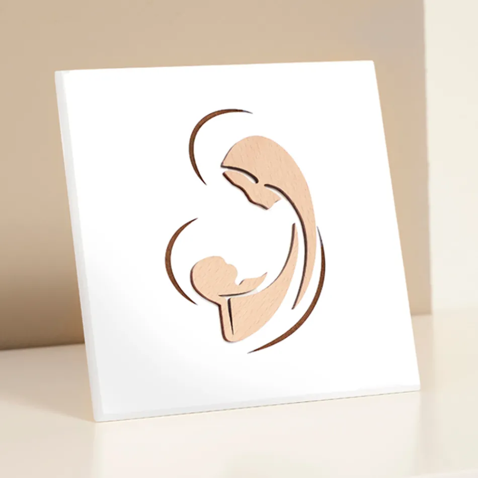 Lasergraverad bild av Maria och Jesusbarnet gjord i Italien - Nigella Viadurini