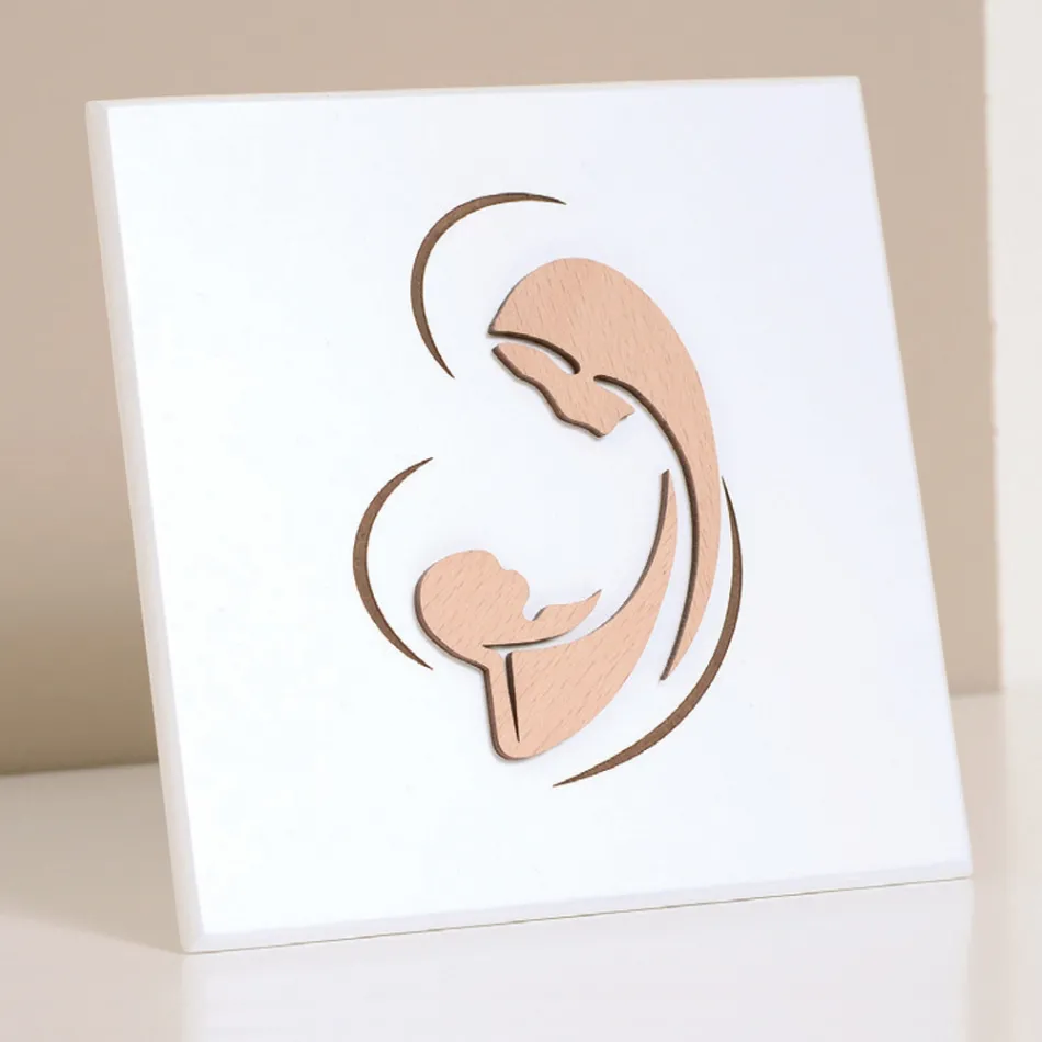 Lasergraverad bild av Maria och Jesusbarnet gjord i Italien - Nigella Viadurini