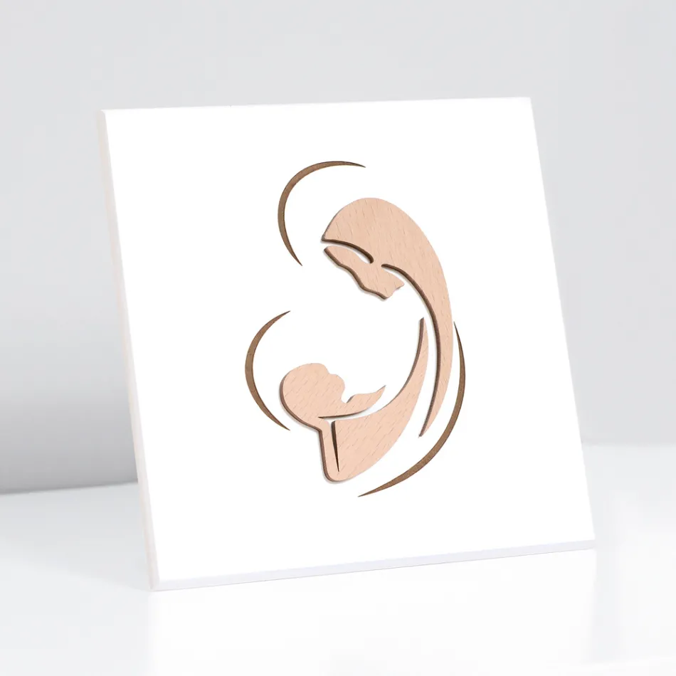 Lasergraverad bild av Maria och Jesusbarnet gjord i Italien - Nigella Viadurini