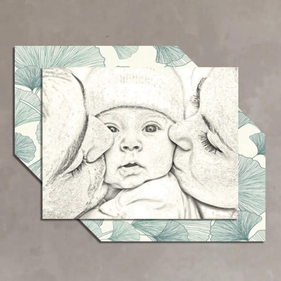 Träbild med tryck av en kyss till ett barn Made in Italy - Andorra Viadurini