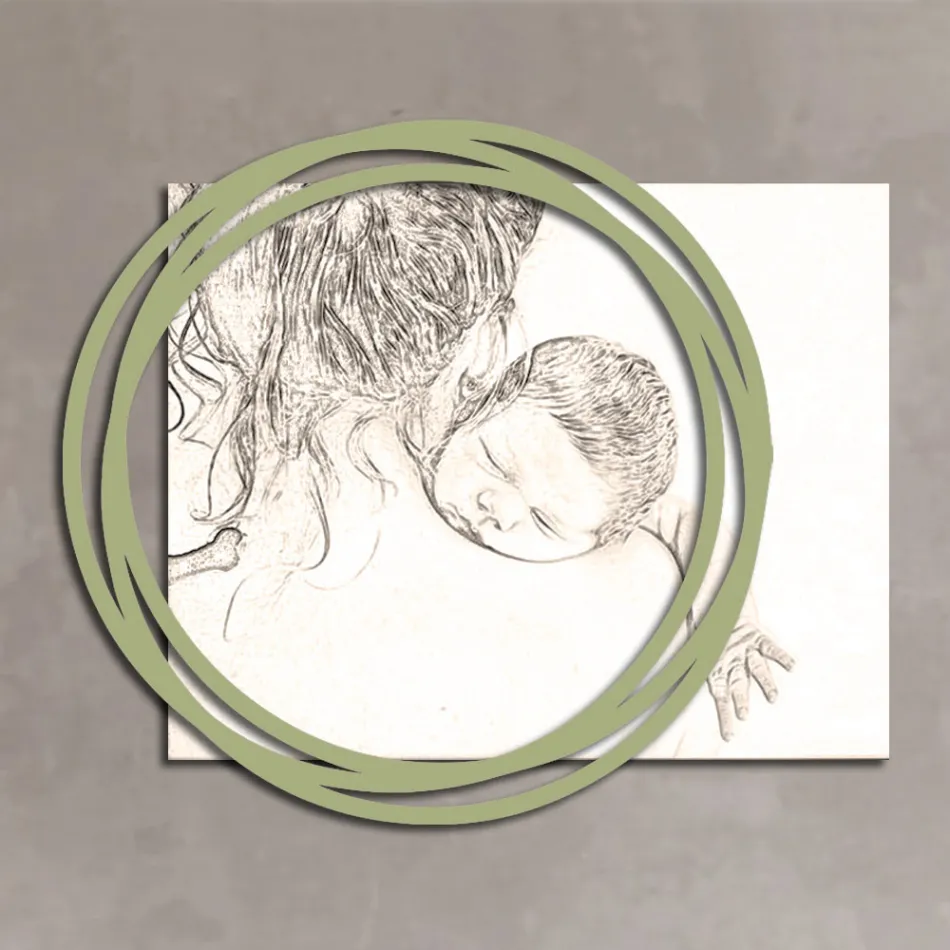 Träbild med tryck av kvinna med barn gjord i Italien - Taiwan Viadurini