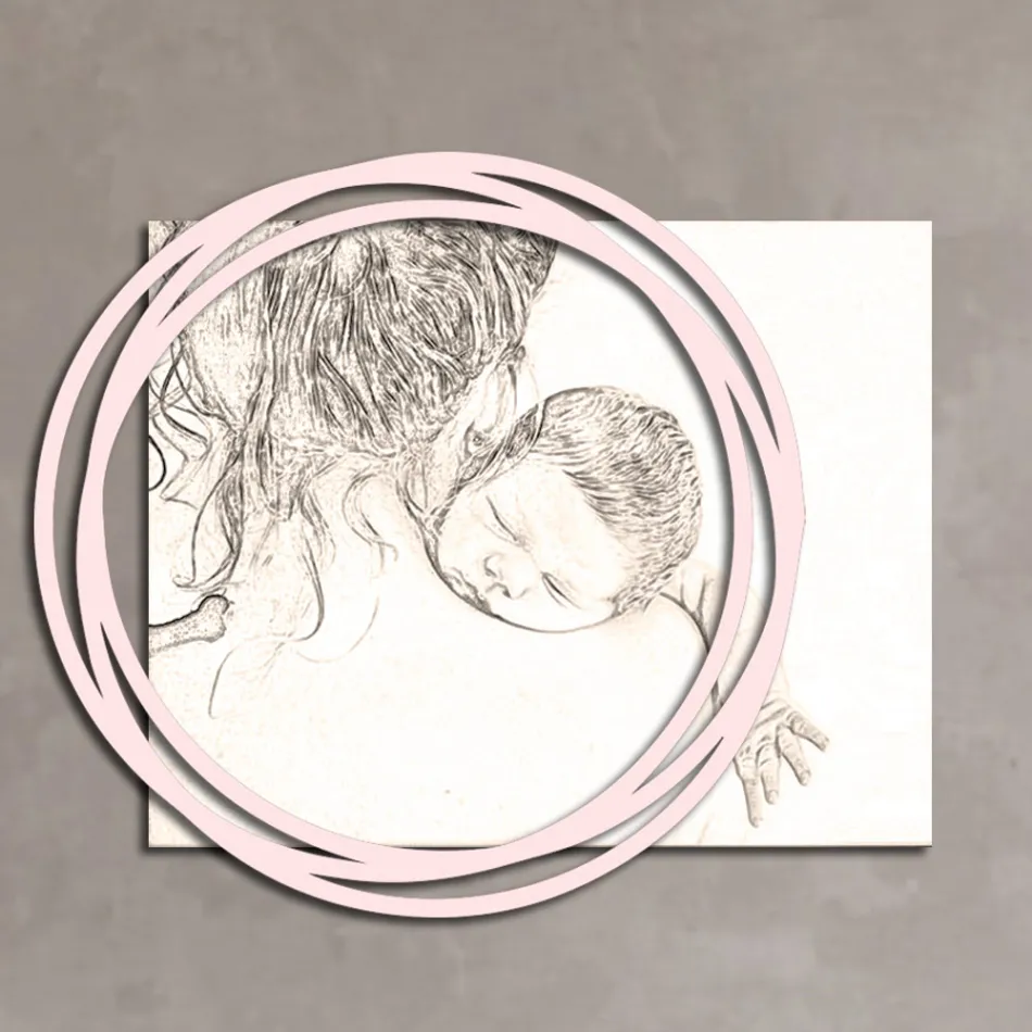 Träbild med tryck av kvinna med barn gjord i Italien - Taiwan Viadurini