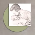 Träbild med tryck av pappa som kysser sin son Tillverkad i Italien - Belgien Viadurini