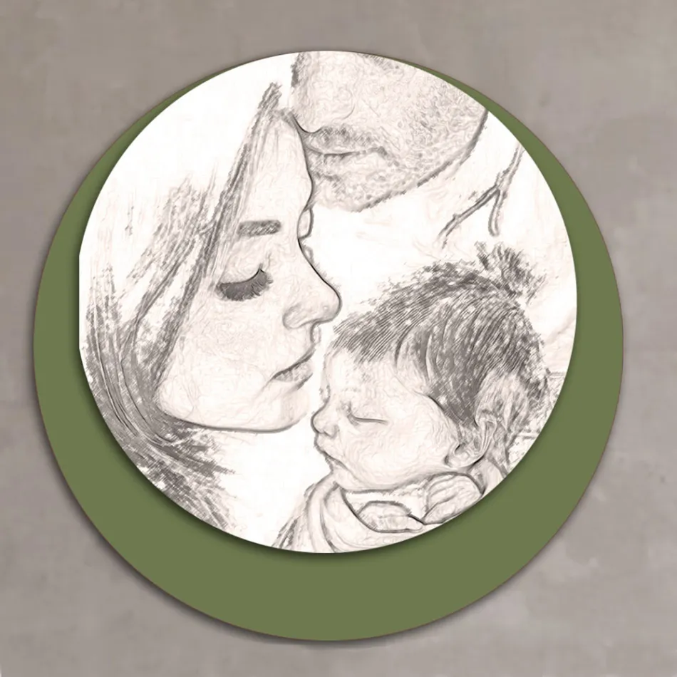 Träbild med tryck av en enad familj Tillverkad i Italien - Kanada Viadurini