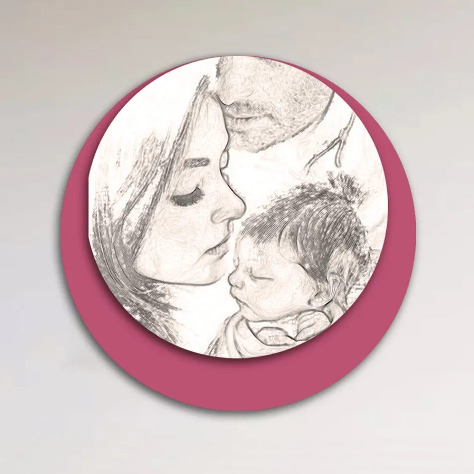 Träbild med tryck av en enad familj Tillverkad i Italien - Kanada Viadurini