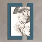 Träbild med tryck av man med barn gjord i Italien - Kosovo Viadurini