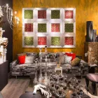 Modern väggbild i metall och konstgjorda blommor tillverkade i Italien - Trimo Viadurini