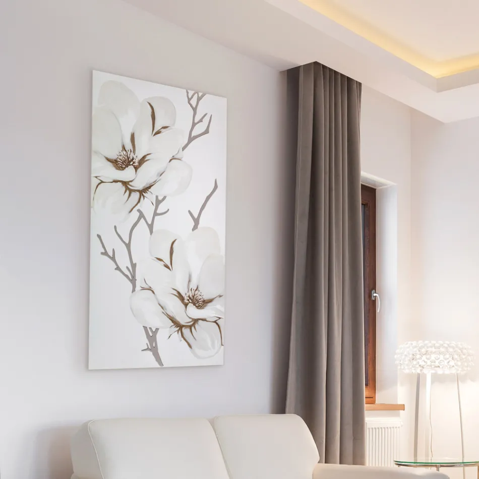 Lasertillverkad bild med Magnolia Flower Made in Italy - Misaki Viadurini