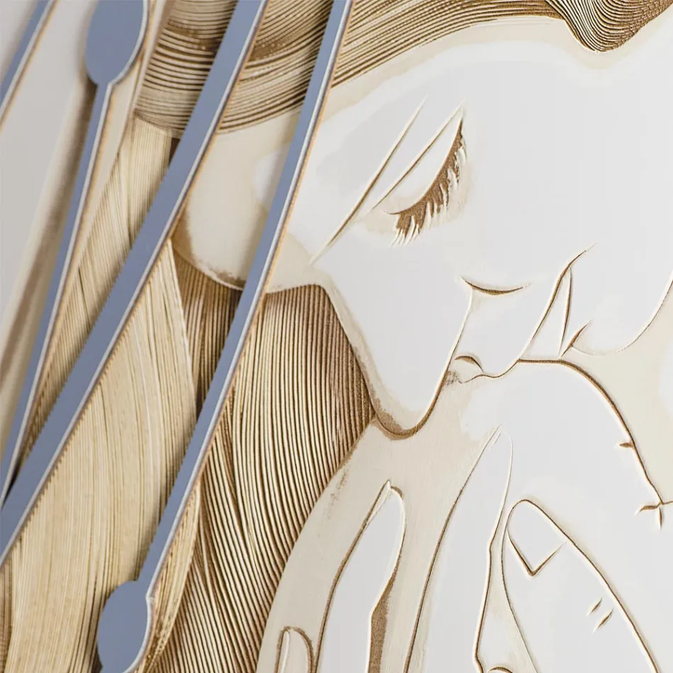 Rektangulär målning gjord med laser med gudinna och barn gjord i Italien - Nagi Viadurini