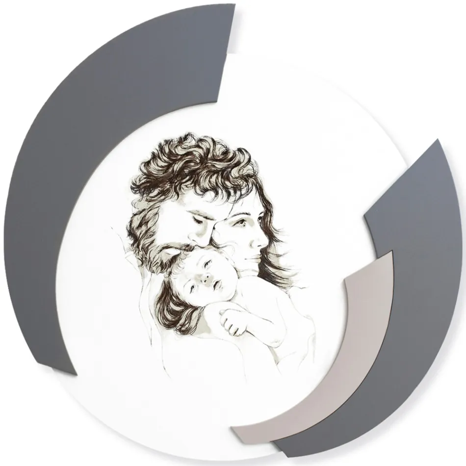 Rund bild gjord i laser av familjen Made in Italy - Margherita Viadurini