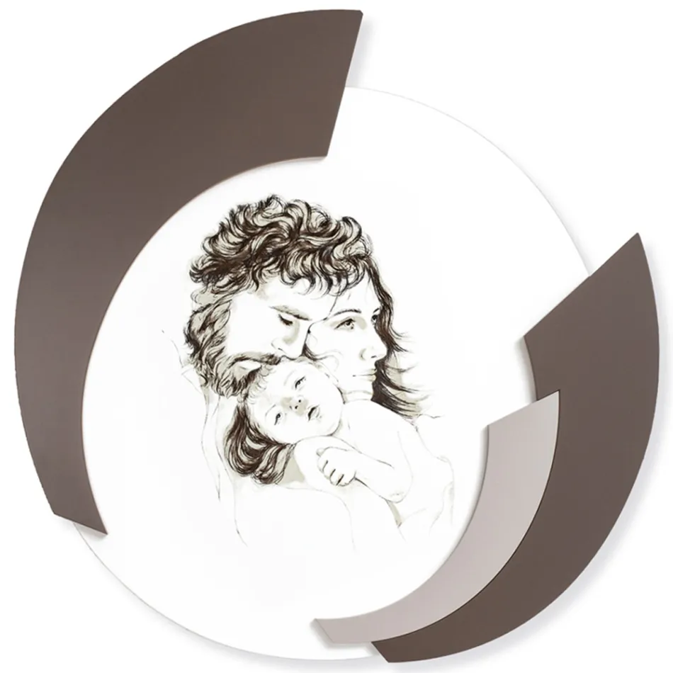 Rund bild gjord i laser av familjen Made in Italy - Margherita Viadurini