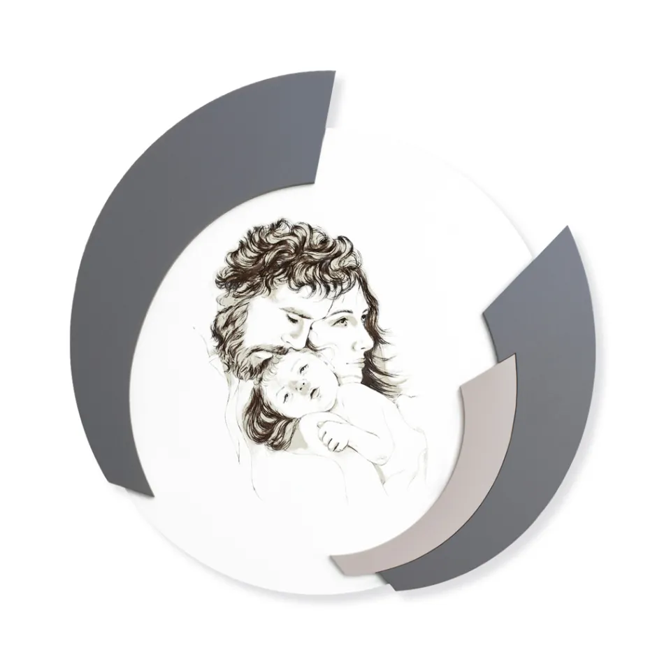 Rund bild gjord i laser av familjen Made in Italy - Margherita Viadurini