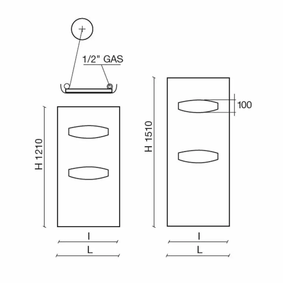 Modern design hydraulisk stålkylare 6 mäter upp till 1220 W - mask Viadurini