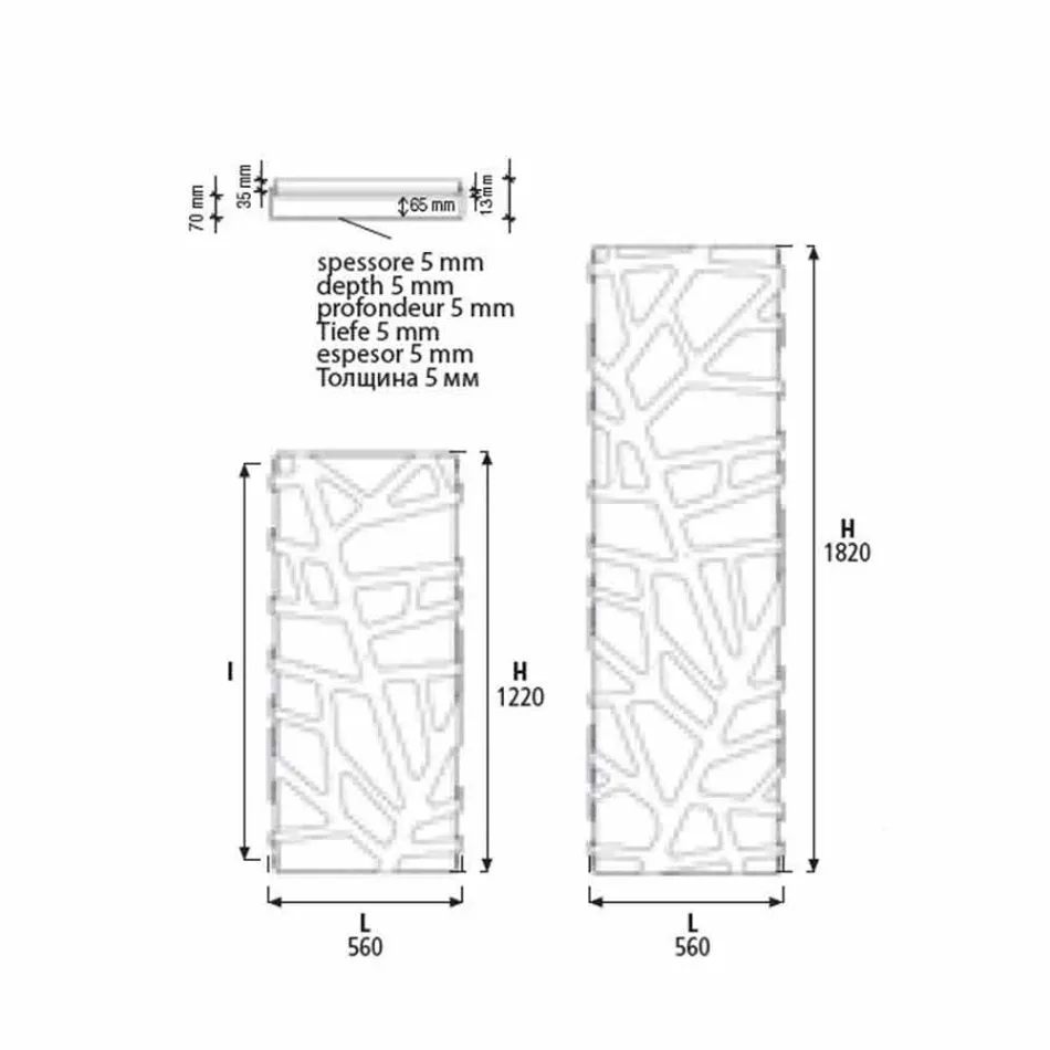 Vertikal design hydraulisk kylare upp till 903 W - Flora Viadurini
