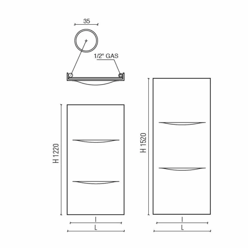 Modern stålkonstruktion vertikal hydraulisk kylare upp till 850 W - Cut Viadurini