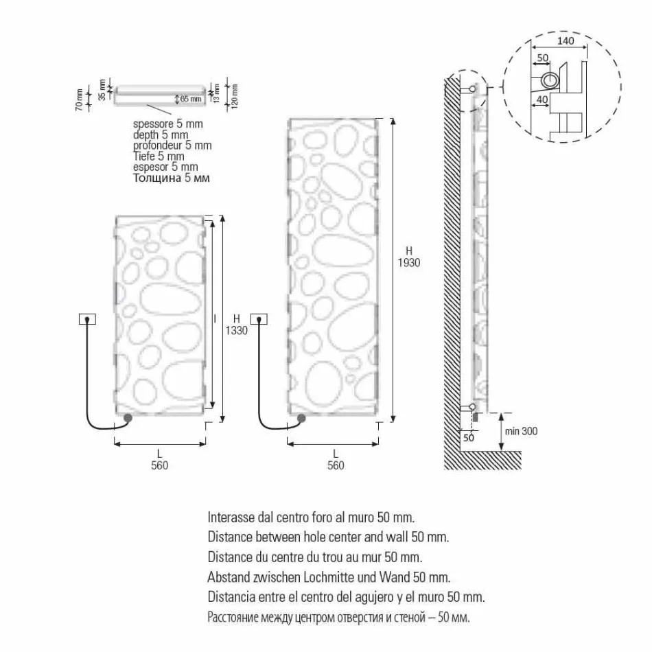 Modern elektrisk radiator för vertikal design upp till 903 W - Scuba Viadurini