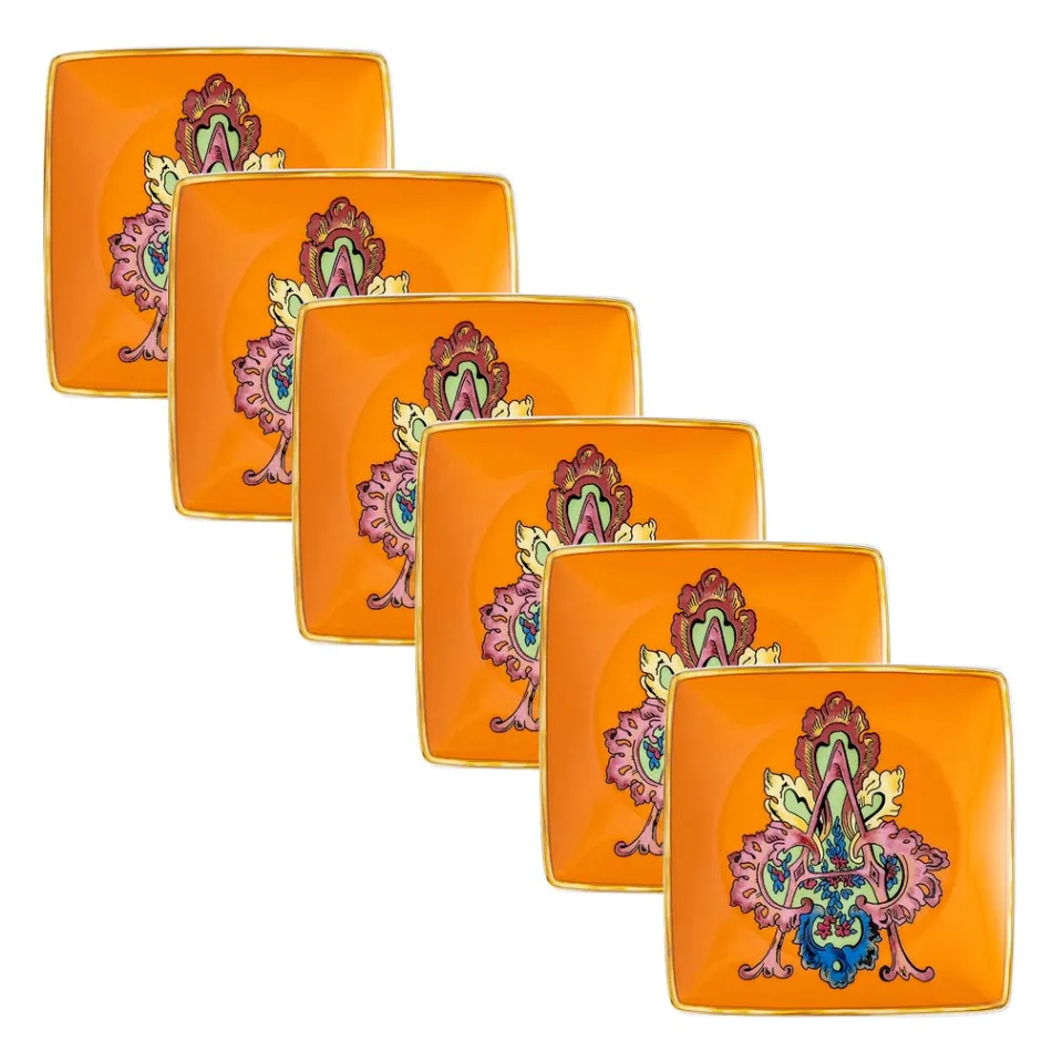 Rosenthal Versace Alphabet 6 platta fyrkantiga porslinsskålar - alfabet Viadurini