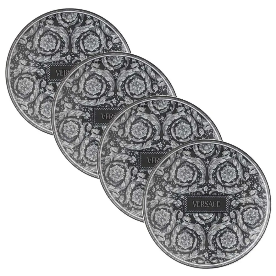Rosenthal Versace Barocco 4 mattallrikar Diameter 17 cm i porslin - Barocco Viadurini