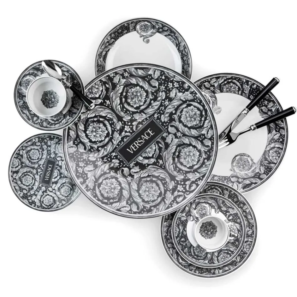 Rosenthal Versace Barocco 4 mattallrikar Diameter 17 cm i porslin - Barocco Viadurini
